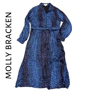 Molly Bracken purple & blue animal print midi dress